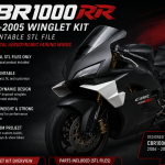 CBR1000RR 2004-2005 Winglet Kit | 3D Printable STL File | Experimental Aerodynamic Fairing Wings